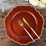 6 Round 13" Metallic Acrylic Charger Plates with Scallop Rim Design