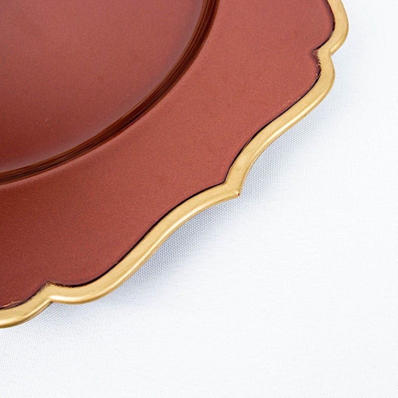 6 Round 13" Metallic Acrylic Charger Plates with Scallop Rim Design