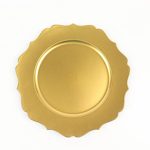 6 Round 13" Metallic Acrylic Charger Plates with Scallop Rim Design CHRG_PLST0008_GOLD