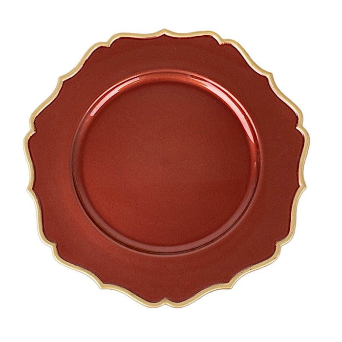 6 Round 13" Metallic Acrylic Charger Plates with Scallop Rim Design CHRG_PLST0008_TERC