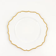 6 Round 13" Metallic Acrylic Charger Plates with Scallop Rim Design CHRG_PLST0008_WHT