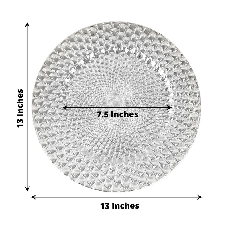 6 Round 13" Peacock Pattern Plastic Charger Plates Serving Trays