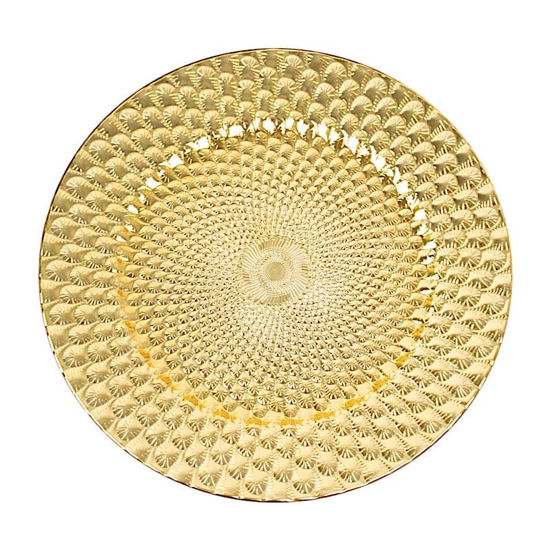 6 Round 13" Peacock Pattern Plastic Charger Plates Serving Trays CHRG_PLST0011_GOLD