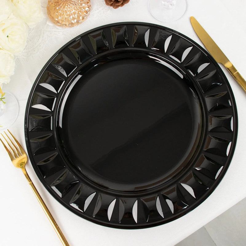 6 Round 13" Plastic Charger Plates with Bejeweled Rim Design