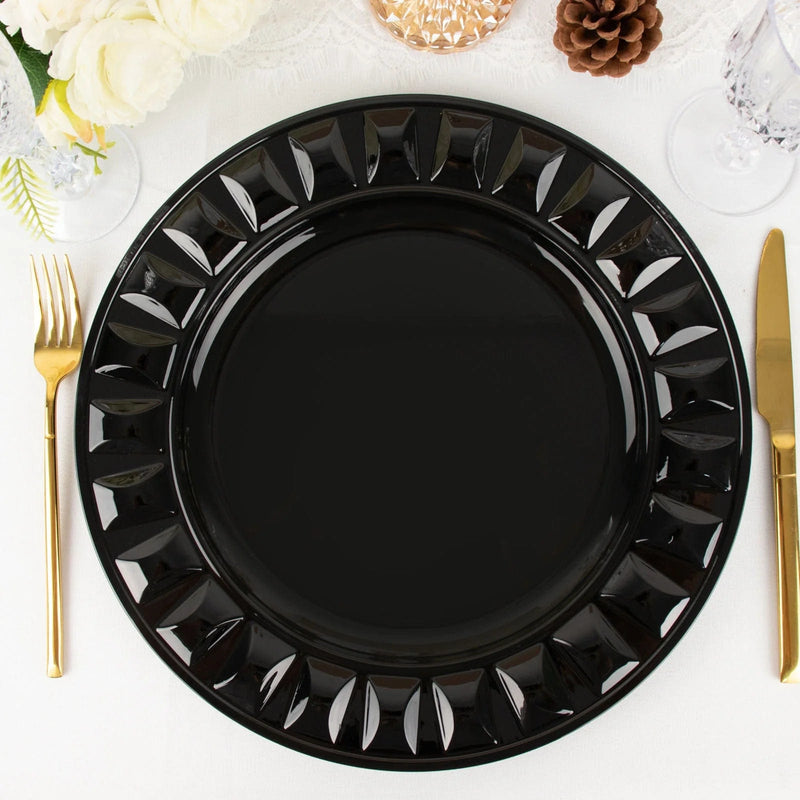 6 Round 13" Plastic Charger Plates with Bejeweled Rim Design