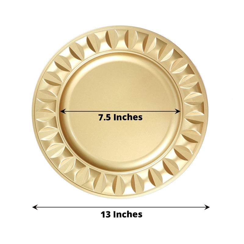 6 Round 13" Plastic Charger Plates with Bejeweled Rim Design