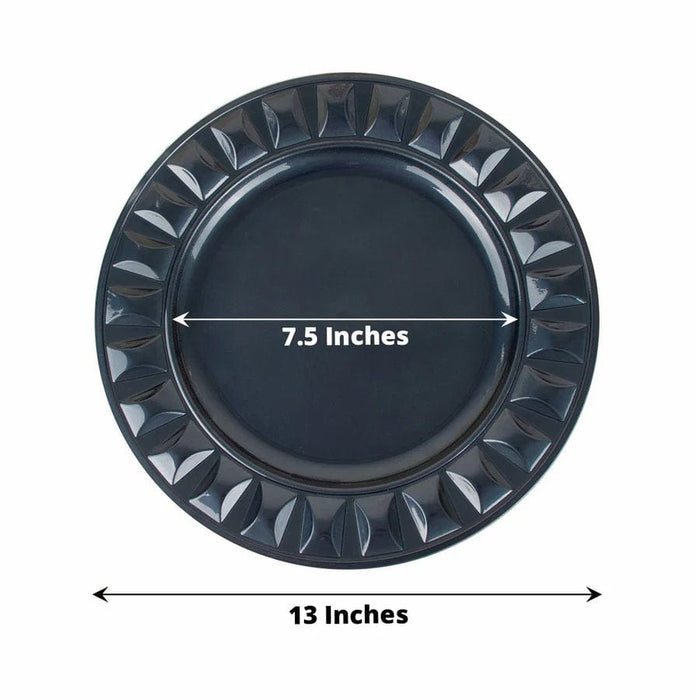 6 Round 13" Plastic Charger Plates with Bejeweled Rim Design