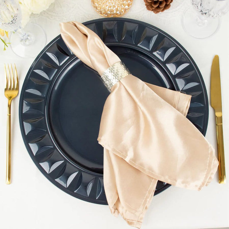 6 Round 13" Plastic Charger Plates with Bejeweled Rim Design