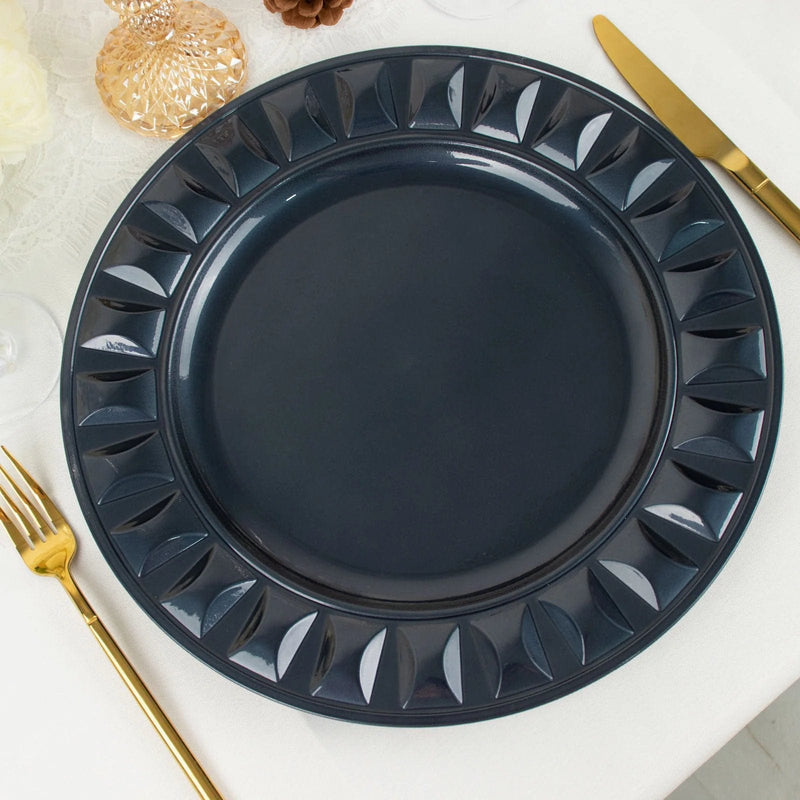 6 Round 13" Plastic Charger Plates with Bejeweled Rim Design