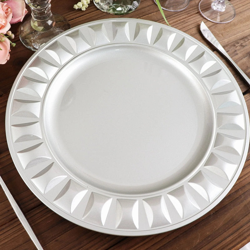 6 Round 13" Plastic Charger Plates with Bejeweled Rim Design