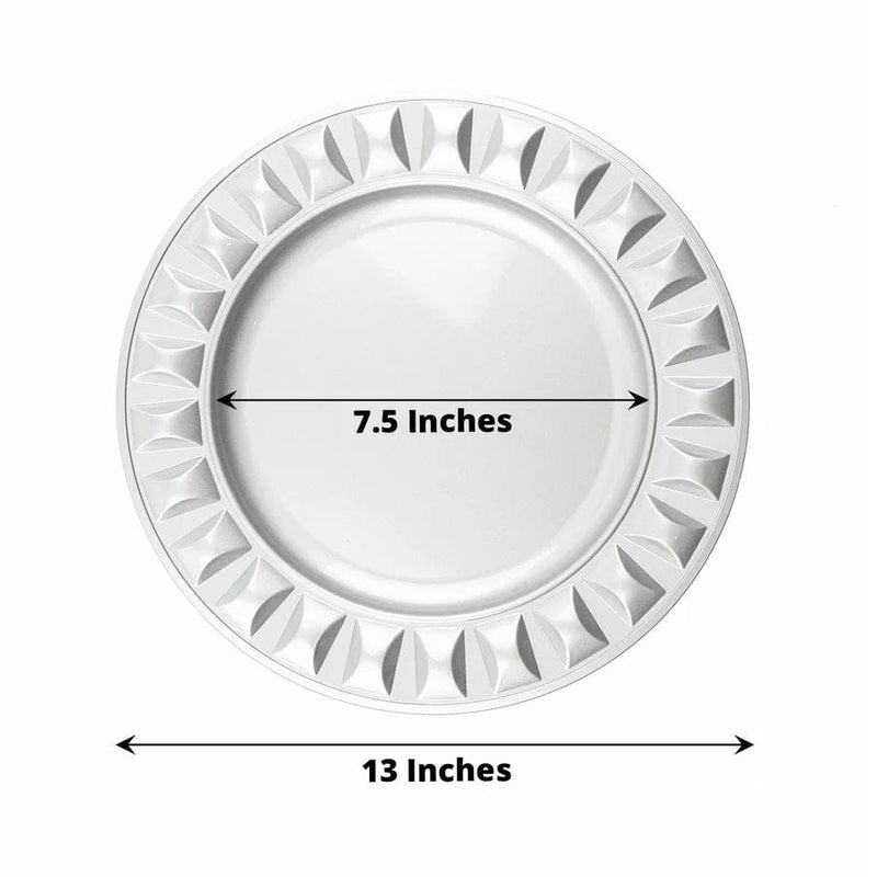 6 Round 13" Plastic Charger Plates with Bejeweled Rim Design