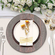 6 Round 13" Rustic Faux Wood Plastic Charger Plates