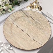6 Round 13" Rustic Faux Wood Plastic Charger Plates