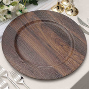 6 Round 13" Rustic Faux Wood Plastic Charger Plates