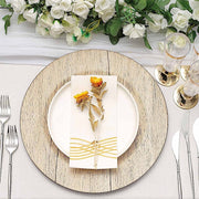 6 Round 13" Rustic Faux Wood Plastic Charger Plates