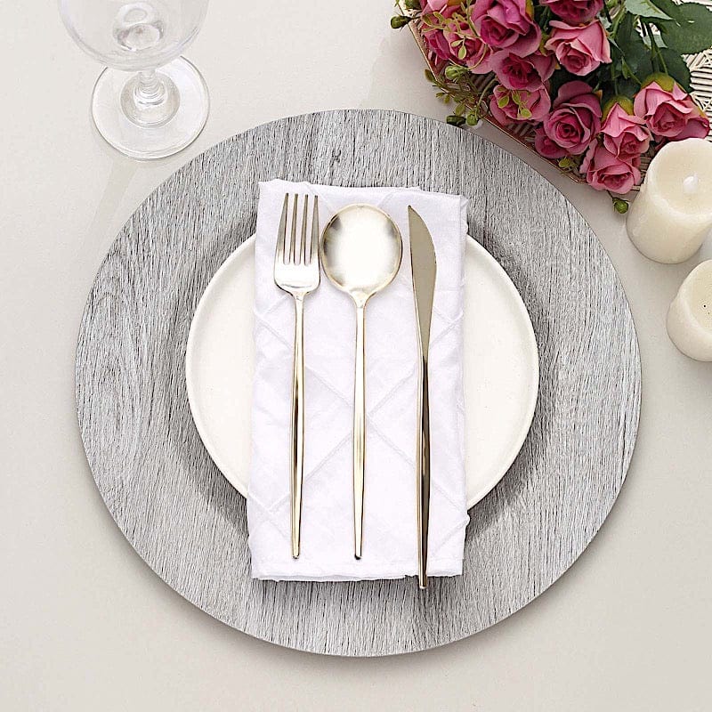 6 Round 13" Rustic Faux Wood Plastic Charger Plates