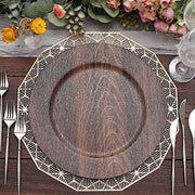 6 Round 13" Rustic Faux Wood Plastic Charger Plates
