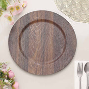 6 Round 13" Rustic Faux Wood Plastic Charger Plates