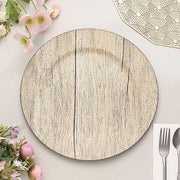 6 Round 13" Rustic Faux Wood Plastic Charger Plates