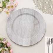 6 Round 13" Rustic Faux Wood Plastic Charger Plates