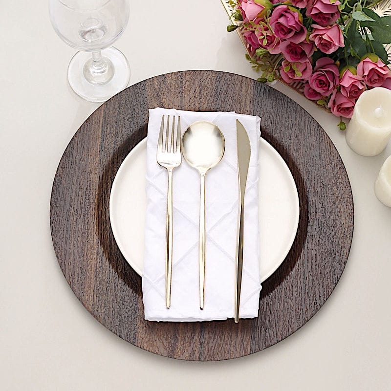 6 Round 13" Rustic Faux Wood Plastic Charger Plates