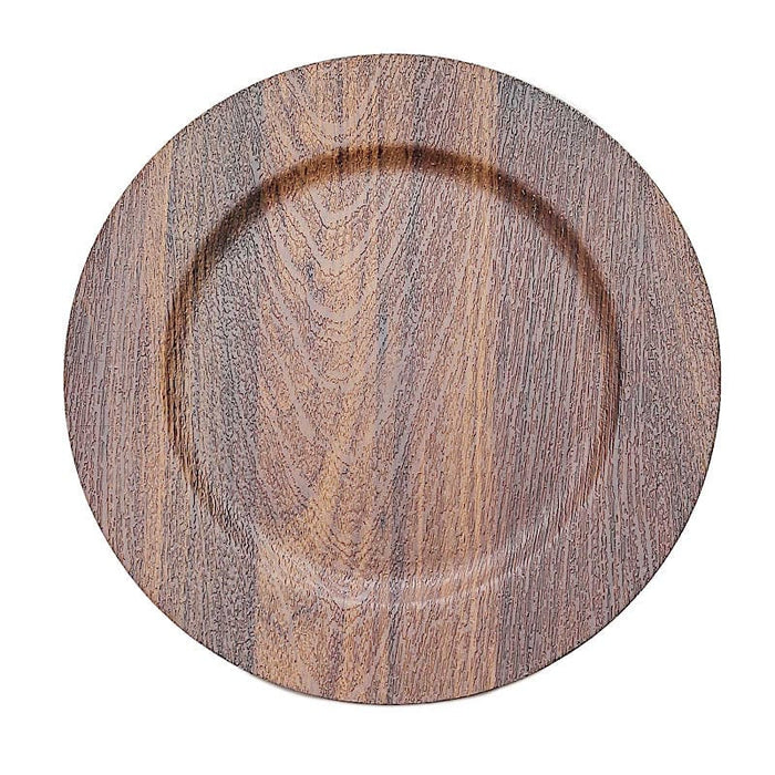 6 Round 13" Rustic Faux Wood Plastic Charger Plates CHRG_PLST1303W_BRN