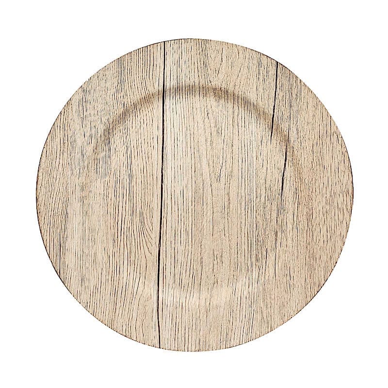 6 Round 13" Rustic Faux Wood Plastic Charger Plates CHRG_PLST1303W_NAT