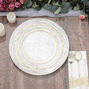 6 Round 13" Rustic Wooden Plastic Charger Plates with Rose Embossed Rim - White Washed CHRG_PLST0015W_WHT