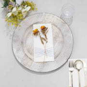 6 Round 13" Rustic Wooden Plastic Charger Plates with Sunray Design - White Washed CHRG_PLST0014W_WHT