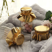 6 Round 6" Lame Fabric Metallic Jar Covers with Tie String