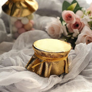 6 Round 6" Lame Fabric Metallic Jar Covers with Tie String