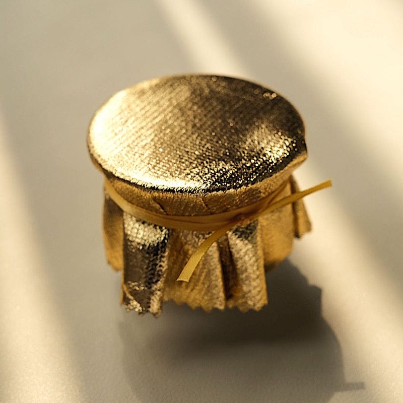 6 Round 6" Lame Fabric Metallic Jar Covers with Tie String