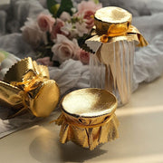 6 Round 6" Lame Fabric Metallic Jar Covers with Tie String