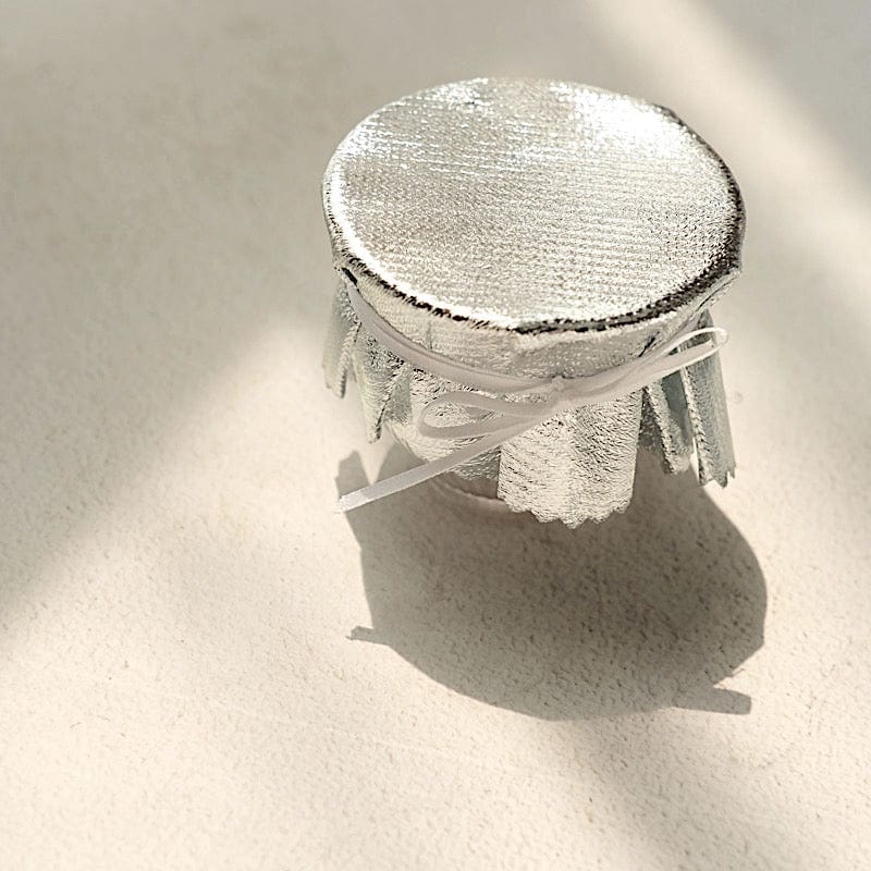 6 Round 6" Lame Fabric Metallic Jar Covers with Tie String