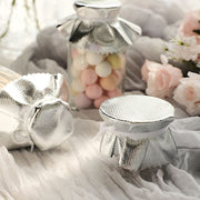 6 Round 6" Lame Fabric Metallic Jar Covers with Tie String