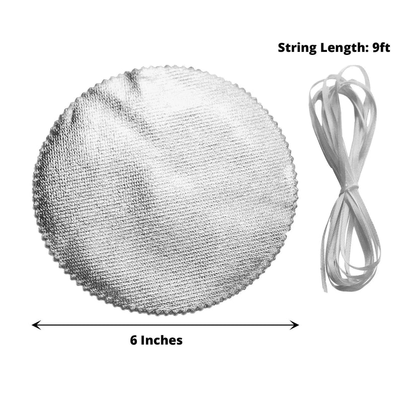 6 Round 6" Lame Fabric Metallic Jar Covers with Tie String