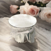 6 Round 6" Lame Fabric Metallic Jar Covers with Tie String