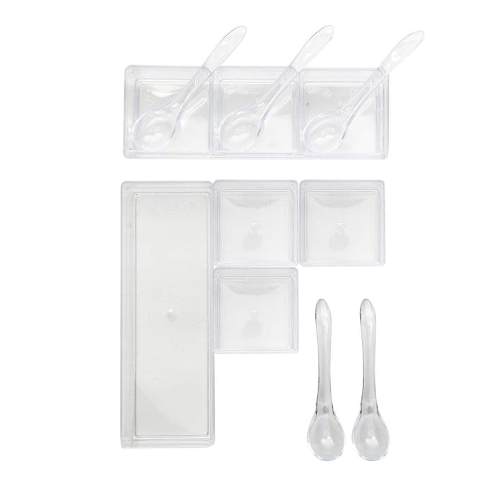 6 Sets Mini Serving Trays with 3 Dishes - Clear DSP_TR0001_5_CLR