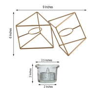 6" tall 2 Jointed Geometric Stand with Glass Votive Candle Holders