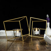 6" tall 2 Jointed Geometric Stand with Glass Votive Candle Holders