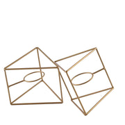 6" tall 2 Jointed Geometric Stand with Glass Votive Candle Holders IRON_CAND_009_GOLD