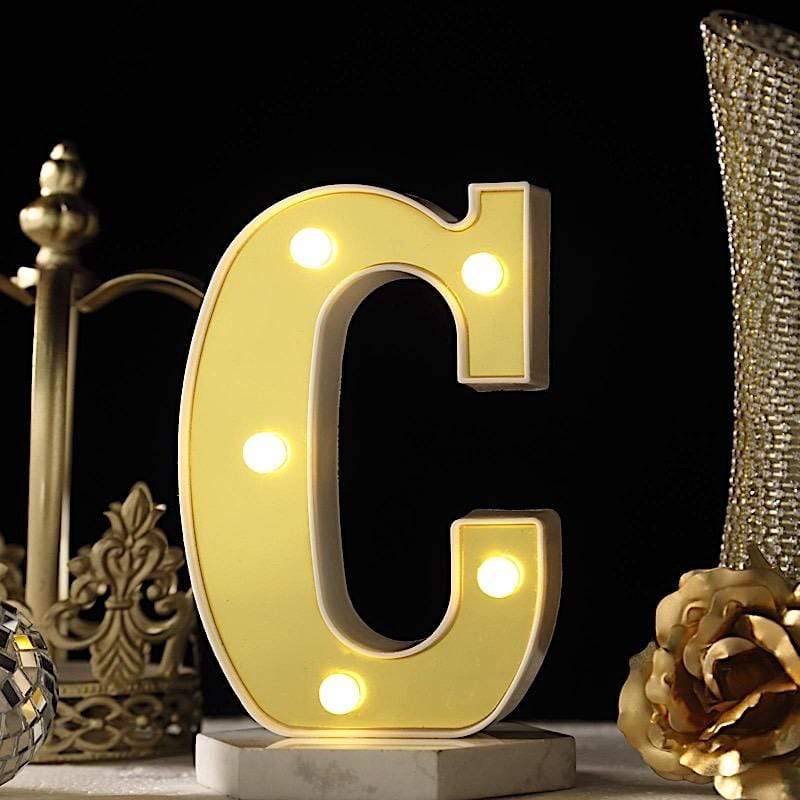 6" tall LED Lighted Gold Marquee Letters