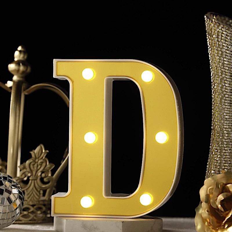 6" tall LED Lighted Gold Marquee Letters