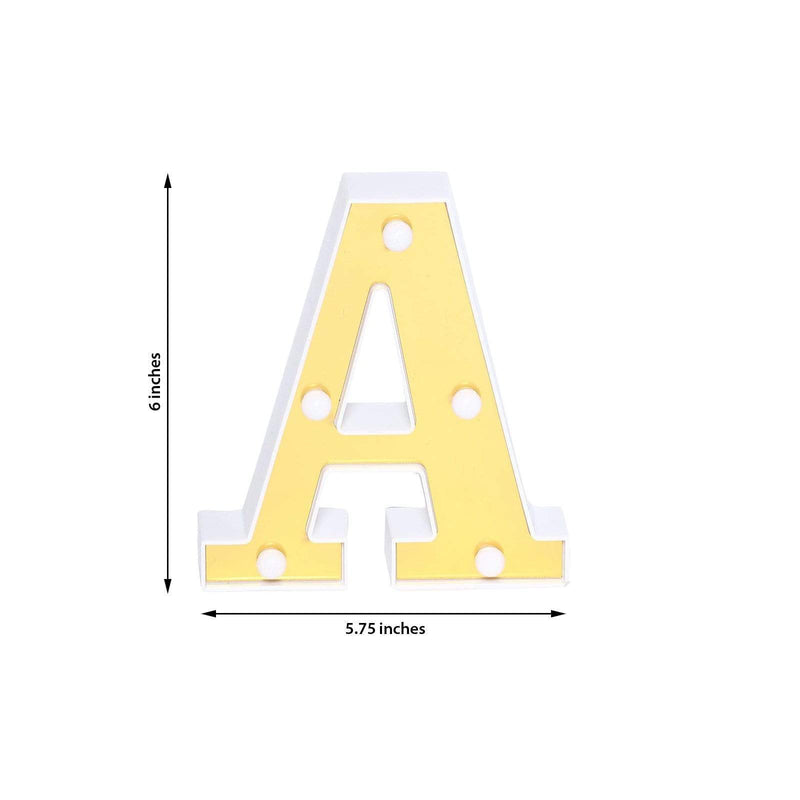 6" tall LED Lighted Gold Marquee Letters