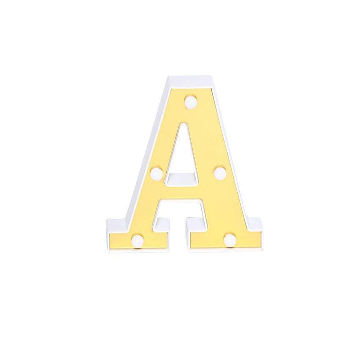 6" tall LED Lighted Gold Marquee Letters WOD_METLTR03_6_A