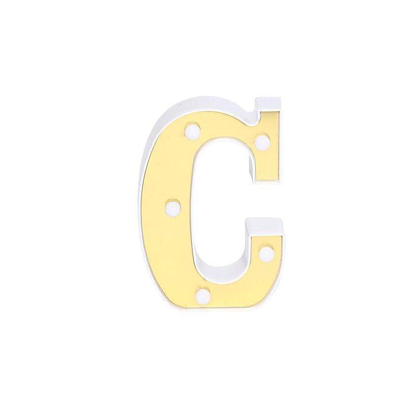 6" tall LED Lighted Gold Marquee Letters WOD_METLTR03_6_C