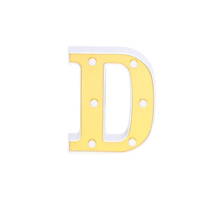 6" tall LED Lighted Gold Marquee Letters WOD_METLTR03_6_D