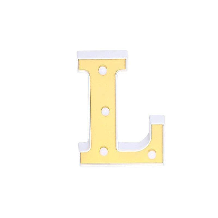 6" tall LED Lighted Gold Marquee Letters WOD_METLTR03_6_L