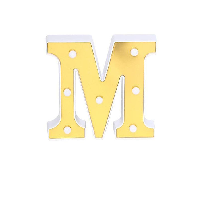 6" tall LED Lighted Gold Marquee Letters WOD_METLTR03_6_M