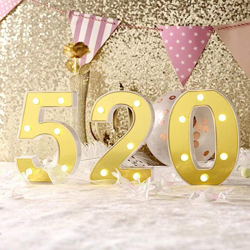 6" tall LED Lighted Gold Marquee Numbers